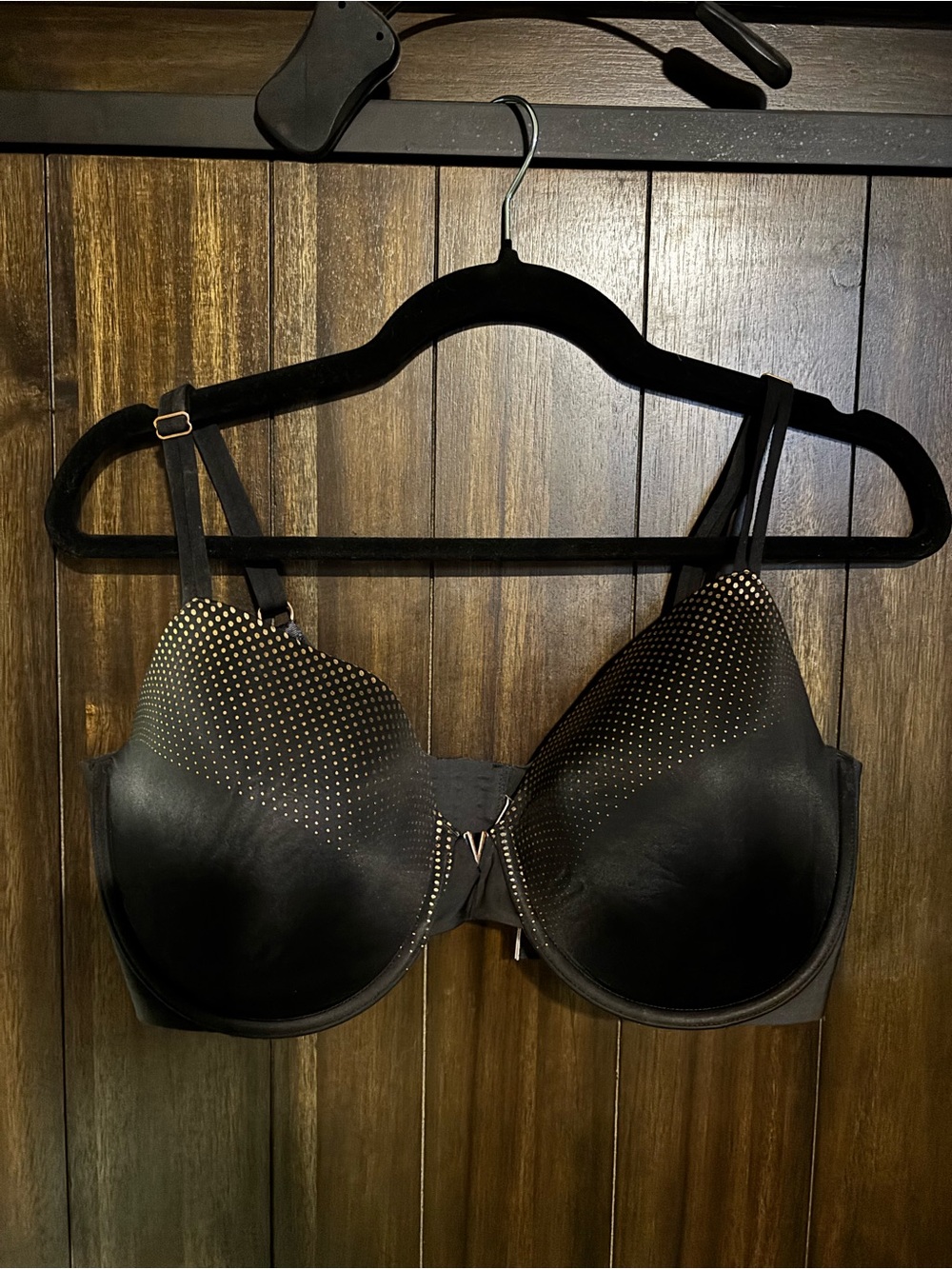 Victoria's Secret Black Bra with Rose-Gold PolkaDotStud Accents